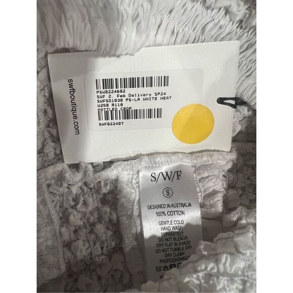 SWF Mottled Spaghetti Crop Top in Color: White Heat Size S NWT$259. - Picture 9 of 9